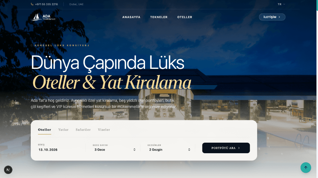 Ada Tourism LLC Rezervasyon ve Otel / Yat Portalı